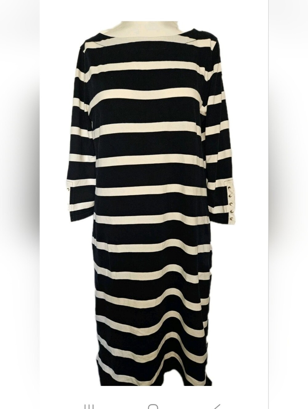 Lauren Ralph Lauren Women's 3/4 Lace Up Sleeved Boatneck Dress Size Medium